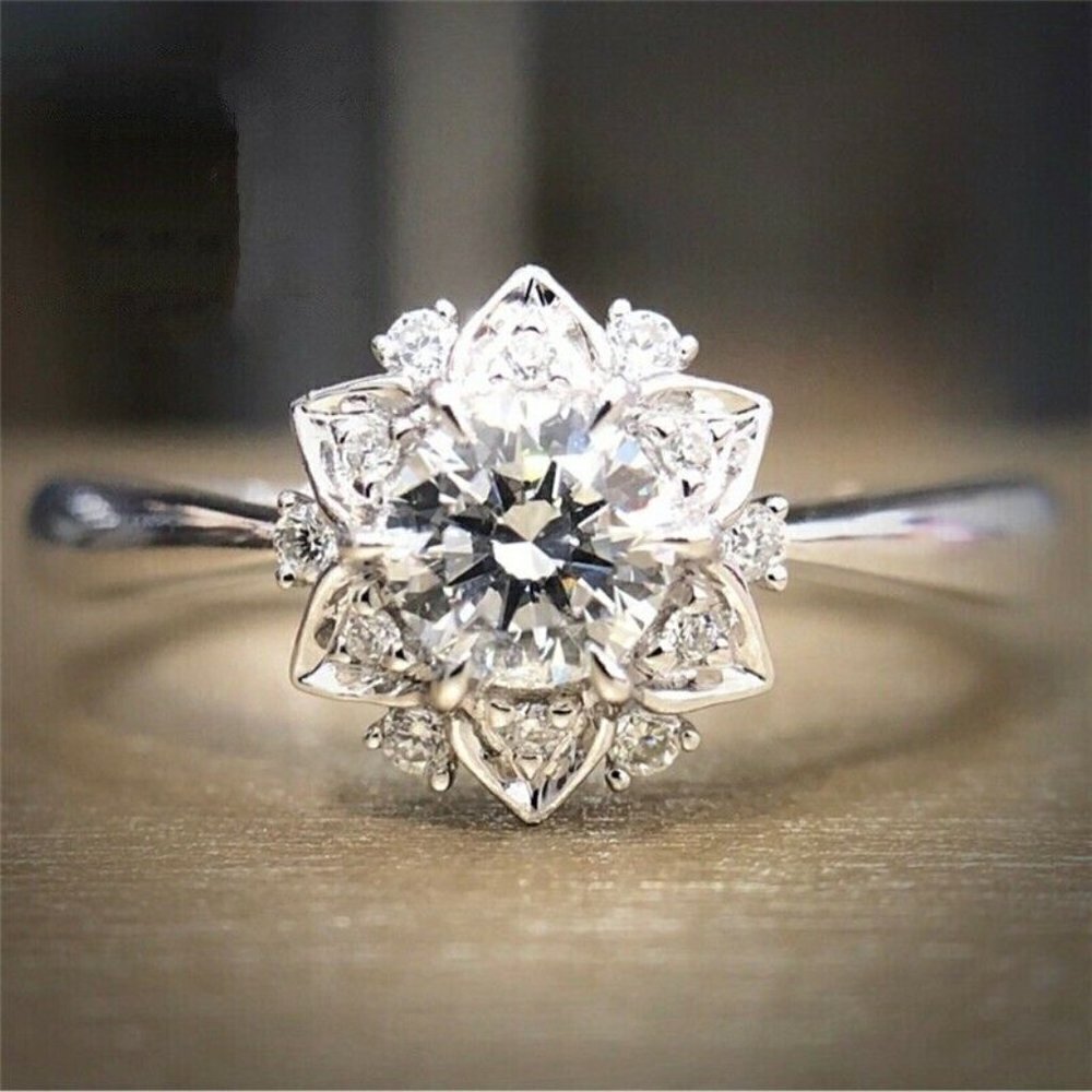 💎Refine Pure Cubic Flower Gemstone CZ Beautiful Rings for Women, INDN8481